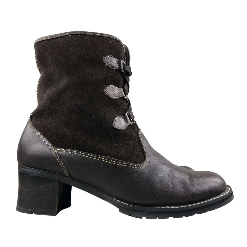 Brilliant Women's Size 8M Brown Leather Waterproof Lace-Up High Heel Lined Boots
